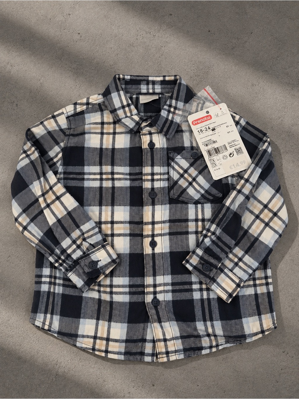 Toddler Navy & Cream Plaid Button-Down Shirt